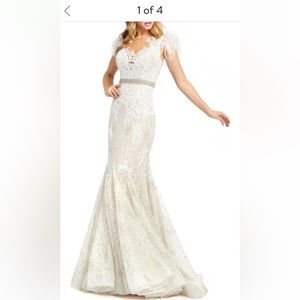 Beautiful size 16 Mac Duggal wedding gown worn 4 hours. Purchased at Nordstrom.